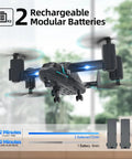 Hovering Grab And Go Beginner Friendly Drone With 720P HD Camera, FPV Live Video, showing two modular batteries.