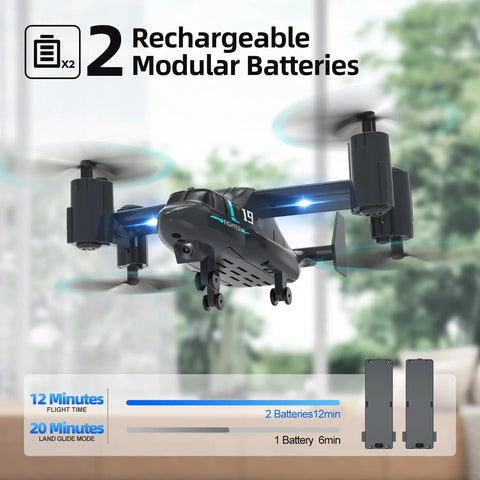 Hovering Grab And Go Beginner Friendly Drone With 720P HD Camera, FPV Live Video, showing two modular batteries.