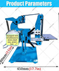Heavy Duty Vertical And Horizontal Belt Sander With Brushless Motor And Digital Display Kicks Butt At Shaping Wood And Metal Delivering Hella Smooth Finishes Stepless Speed Control For Pro Grade Results Without Breaking A Sweat. Side view showing dimensions and motor.