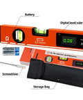 16-Inch Digital Level With LCD Display Bubble Light Up For DIYers Magnetic Torpedo Level Angle Finder with accessories
