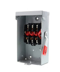 Three Phase 60 Amp 240V General Duty Indoor Non Fusible Safety Switch With Quick Make Break NEMA 1 Enclosure in open position