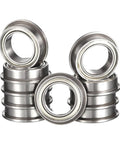Flanged Ball Bearing MF126ZZ 6mm ID 12mm OD 4mm Width With Flange Double Shielded Deep Groove Pre Lubricated Chrome Steel GCr15 High Precision Metric Miniature Bearing ABEC1 10 Pack For Small Motors And Machinery, 6x12x4mm bearings stacked