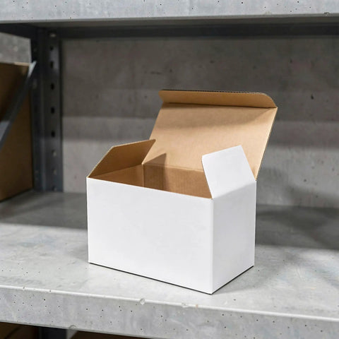 20 Pack White Corrugated Cardboard Mailing Boxes For Shipping And Parcel Packaging, Heavy Duty White Paper Parcel Boxes, Ideal For Small Business, Warehouse, Moving, 6.3 By 4 By 3.2 Inches, open box
