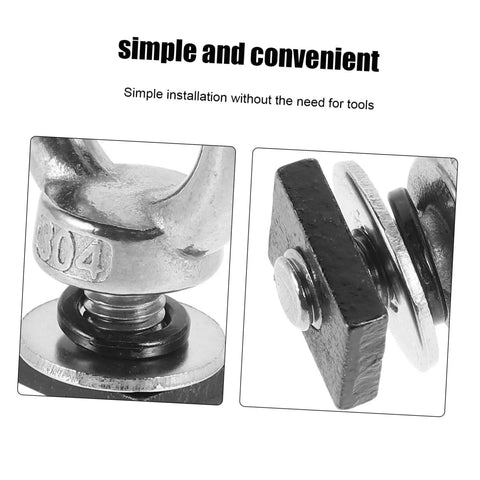T Slot Roof Rack Eye Bolt Kit 4 Piece Tie Down Anchor Set For Tent Accessories Heavy Duty Gear And Luggage Secure Mounting On Most Roof Racks Beefy Stainless Steel, 304 stainless steel eye bolt close-up