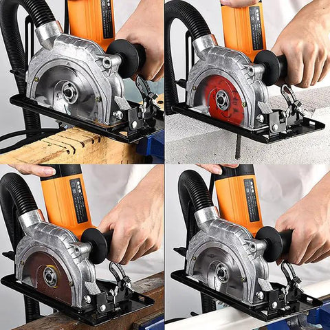 Kickass Adjustable Angle Grinder Bracket That Swivels Up To Forty Five Degrees And Cuts Up To Thirty Millimeters Deep For One Twenty Five Millimeter Discs And Quick Home Rig Setups in use, cutting wood with precision.