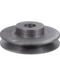 Heavy Duty Single Groove Cast Iron V Belt Pulley 100mm OD Fits 19mm Bore, showing a black cast iron design for power transmission.