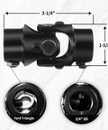 Black Steering Universal Joint Shaft Three Quarters Inch Double D And V Triangle U Joint Length 83mm 4000rpm Max 35 Degree