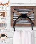 Rustic Farmhouse Towel Holder For Bathroom Wall Mounted Rack With Galvanized Metal Ring Western Themed Hand Towel Holder