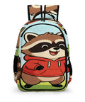 Cheerful Meadow Raccoon Print Unisex Daypack With Large Capacity For School And Travel Durable Polyester Backpack Easy To Clean