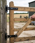 Rock Solid Stainless Steel T Shape Barn Door Hinge With Slick Bearing Heavy Duty Gate Hardware For Commercial And Garage Jobs Built To Last Rust Resistant Finish All Weather on wooden gate.
