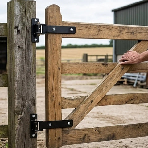 Rock Solid Stainless Steel T Shape Barn Door Hinge With Slick Bearing Heavy Duty Gate Hardware For Commercial And Garage Jobs Built To Last Rust Resistant Finish All Weather on wooden gate.