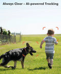 Child and dog in field with AI motion detection by 4MP Solar Security Camera Outdoor Wire Free Wireless Camera With 360 Degree Rotating Magnetic Mount AI Motion Detection Spotlight Siren 2 Way Talk Color Night Vision 2 4Ghz WiFi Cloud SD Battery Powered.