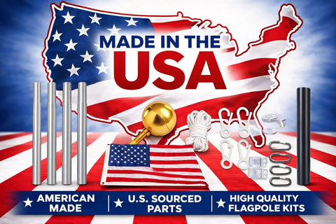 Defender Inground Flag Pole Kit Built Tough For Outdoors With Winds Up To 130 MPH Dual Flag Pole Holder Made in USA components