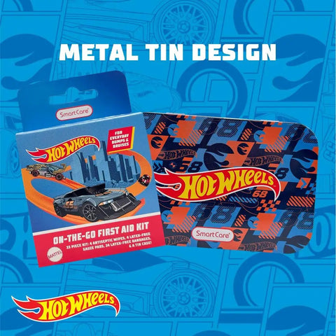 Hot Wheels Bandage Kit For Kids Cute Bandages For Infants And Children Latex Free Assorted Variety Pack With Travel Tin Case