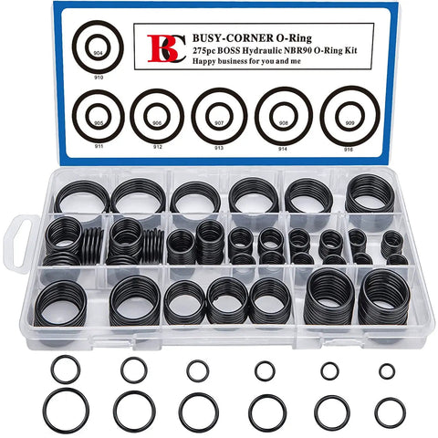 O Ring Hydraulic Seal Kit For SAE 900 Series 12 Sizes Buna N 90 Oil Resistant Nitrile Pack Of 275 Seals in plastic box