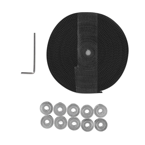 20 Tooth Timing Pulley Aluminum Alloy Sync Wheel Kit With 6mm Rubber Belt For Stable Power Transfer In CNC Machines And 3D Printer Setups Perfect For Hella Smooth Operation, black belt and washers