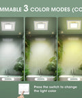 Two In One Bathroom Exhaust Fan With LED Light, Ultra Quiet Ventilation, showing 3000K, 4000K, 5000K color modes in bathroom setting