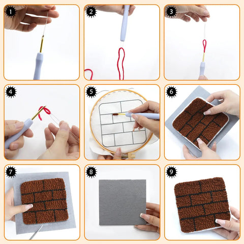 Punch Needle Coaster Kit For Easy DIY Embroidery 6 Piece All In One Set With Fun Patterns Tools Yarns Hoop Instructions And Coaster Holder For Beginners Kids And Adults