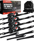Heavy Duty Self Retracting Ratchet Straps 1 Inch By 10 Feet 1650 Pound Break Strength 4 Pack set with carrying bag