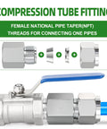 304 Stainless Steel Compression Tube Fitting Connector One Half Inch Tube OD To One Half Inch NPT Female Straight Adapter
