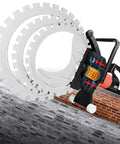 Beefed Up Brushless Concrete Ring Saw With 8900W Toroidal Blade Setup cutting through masonry with precision.