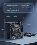 Built Like A Tank Waterproof Exhaust Fan 80mm 2 Pack 120V AC Cooling Ventilator 14W 2470RPM 21 CFM with metal grilles and plug cord