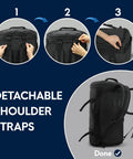 Steps to attach shoulder straps on 45L Black Duffle Backpack Carry On Travel Duffle Bag With Shoe Compartment Converts To Duffle Backpack Or Shoulder Bag For Camping And Weekend Trips Durable Go To Gear For Any Adventure