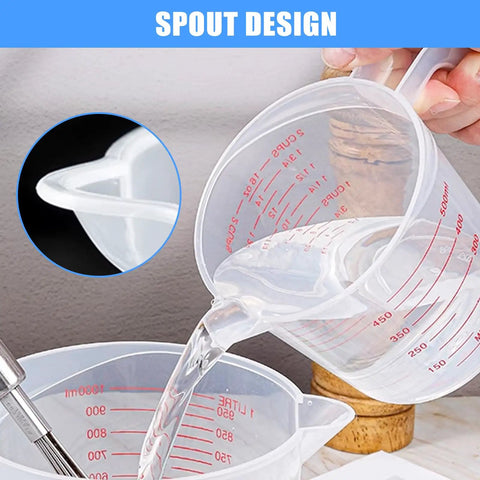 Two Pack Measuring Cup Set 250 Milliliters And 500 Milliliters BPA Free Non Toxic Kitchen Measuring Cups pouring liquid with spout detail