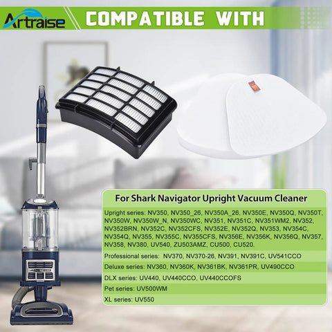 Four Pack Replacement Vacuum Filters For Shark Navigator Lift Away Upright Vacuum NV350 NV351 NV352 NV355