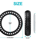 Two Pack Ready To Roll 50/75-6.1 Inch Solid Scooter Tires with tire spoon, shown in front and side view for 8.5 inch scooters.
