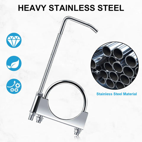 304 Stainless Steel Exhaust Hanger 3 Inch 2 Pack Muffler Support with durability icons and steel tube close-up