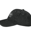 Side view of black Women Adjustable Hat For Everyday Wear Cool Colorful Design With Easy Buckle Fit Express Yourself And Share Good Vibes