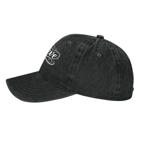 Side view of black Women Adjustable Hat For Everyday Wear Cool Colorful Design With Easy Buckle Fit Express Yourself And Share Good Vibes