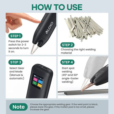 Instructions for using Cordless Battery Spot Welder With LCD Screen And 99 Gear Adjustable One Handed Portable Welding Machine