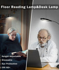 Side by side use of Flexible Gooseneck LED Floor Lamp With Remote in living room and office settings, dimmable and adjustable.