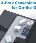 Three Pack Grounded Outlet Switches With On Off Inline Power Switches For Lamps And Small Appliances, ETL Listed, White
