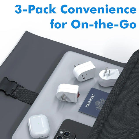 Three Pack Grounded Outlet Switches With On Off Inline Power Switches For Lamps And Small Appliances, ETL Listed, White