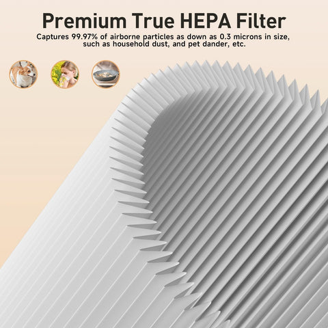 2 Pack Replacement Filters For Blue Pure 411i Max, 411a Max And F4MAX Air Purifier showing HEPA filter pleats