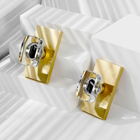 Dope Glass Crystal Dummy Door Knob Set For Interior Doors Hall Closet Non Turning Single Side Inactive 4 Pack Satin Brass Finish