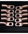 Solid 30 Piece Copper Battery Wire Lug Kit With 4 AWG To 8 Gauge Range For Heavy Duty Crimp Terminals And Ring Connectors That Fit Perfectly Under The Hood For Any Rig Or Ride. copper lugs