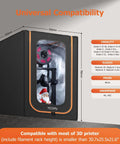 Lit LED Lighted 3D Printer Enclosure With Fireproof Dustproof Tent And Temperature Control For Ender 3 Series, dimensions shown