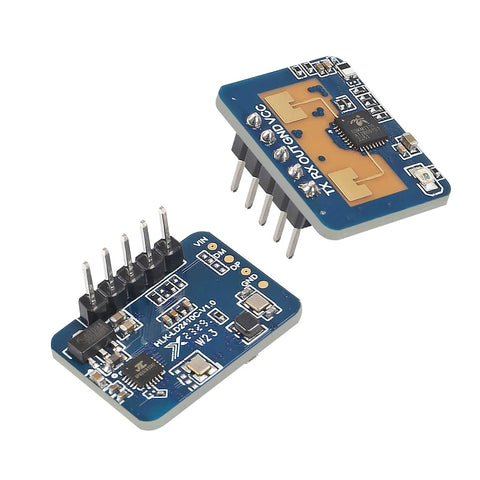 Two Pack Dope 24GHz Human Presence Radar Sensor Module LD2410C with pins and circuit board, serial port IO level output.
