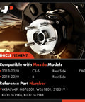 Rear Wheel Bearing Hub Assembly 5 Lug Compatible With Mazda CX 5 2013 2020 And Mazda 6 2014 2020 FWD Only High Load Capacity Ball Or Roller Bearing For Reliable Axial And Radial Load Support, rear view with fitment details