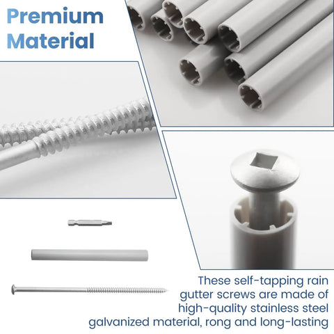 15 Pack Heavy Duty Gutter Screws 7 Inch With Plastic Ferrules And Driving Tool Gray Exterior Fasteners showing screws and plastic ferrules.