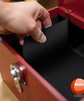 Heavy Duty Ribbed Tool Box Liner Mat Non Slip V Groove For Toolbox Drawer Shelf Cabinet And Workbench Organization, shown being installed