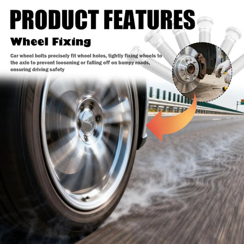 Six Pack Trailer Wheel Studs 1/2 20 UNF 2.11 Inch Long Heavy Duty Lug Bolts For 2000-7000 Lb Axles, secure wheel fitting