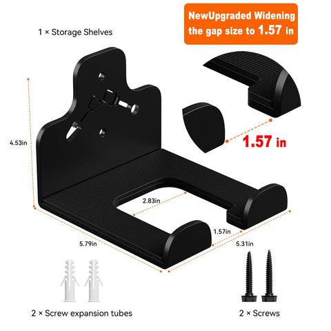 Heavy Duty Wall Mounted Garage Tool Organizer Rack For Grass Trimmers Hedge Trimmers Weed Whackers And Garden Tools With Protective Rubber Pad Rust Resistant No Slip Holder 1 Pack, black steel rack