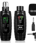 Wireless XLR Transmitter and Receiver System with 48V Phantom Power, 0V/5V/48V Switchable, for Dynamic and Condenser Microphones