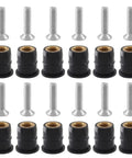 12 Pairs M6 Rubber Well Nuts Neoprene Expansion Kit With Brass Nuts And Stainless Steel Pozi Screws For Universal Motorcycle Fasteners