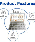 1110Pcs Stainless Steel Micro Screws And Nuts Set Metric M1 To M2.5 Sizes Phillips Pan Head Fully Threaded Ideal For Arduino Makers RC Models Electronics And DIY Projects Plus Handy Storage Case, featuring product features of 304 stainless steel, precision parts, and corrosion resistance displayed in a storage box.